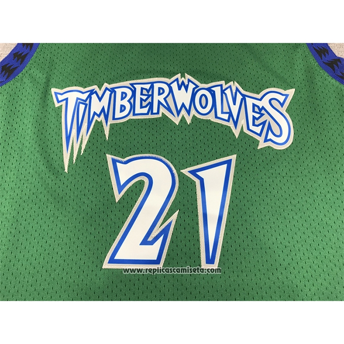 Camiseta Minnesota Timberwolves Kevin Garnett #21 Hardwood Classics Throwback 1997-98 Verde